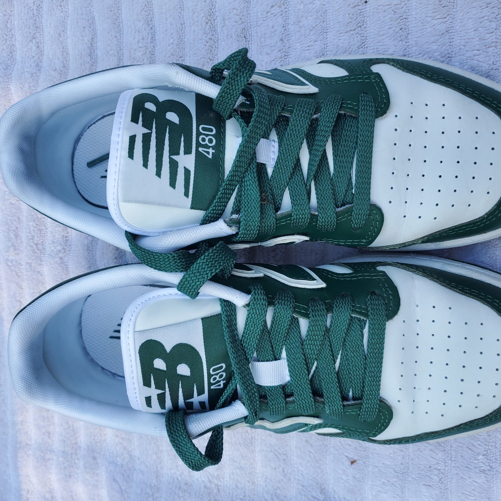New Balance 480 Green and White Court Shoes 5.5Y - Picture 2 of 7